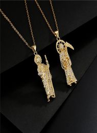 Colliers pendants Collier de conception de prêtre Grim Reaper Classic pour femmes hommes Gold Chain de luxe Bling Cumbic Zirconia Bijoux Wholesal9400942