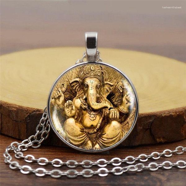 Pendentif Colliers Classique Hindou Religieux Temps Collier De Pierres Précieuses Tête D'éléphant Dieu Ganesha Amulette Charme Chanceux De Bon Augure Bijoux Cadeaux