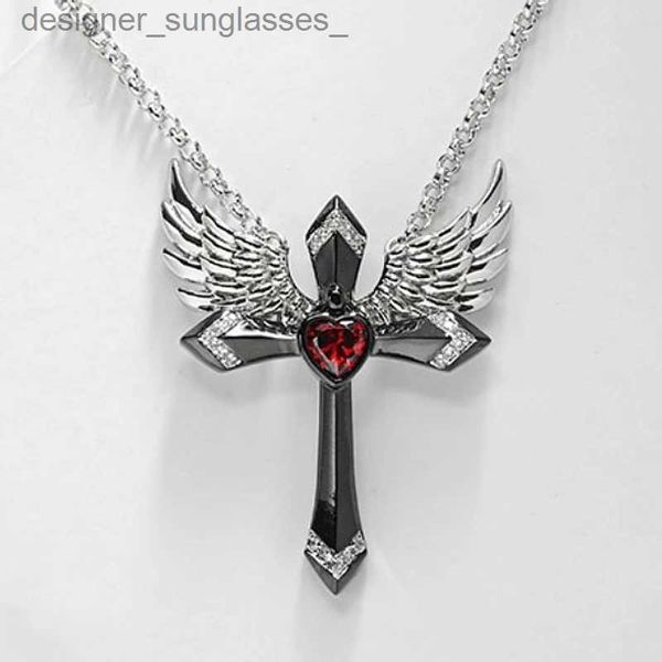 Pendentif colliers Classique revenu mode ailes d'ange pendentif collier dames croix gardien bijoux accessoires anniversaire fête Banquet cadeaux L231218