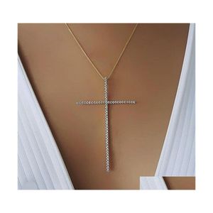 Hanger kettingen klassieke grote ketting voor vrouwen charme sieraden kubieke zirkoon cz diamant kruisbeeld christelijke ornamenten acc dhxkv