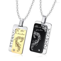 Pendentif Colliers Classique Amoureux Bijoux Hommes Mode Puzzle En Acier Inoxydable Collier Femmes Dragon ID Tag Charmes Boîte Chaîne Animal