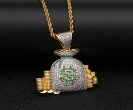 Collares pendientes Classic Men039s Money Bag Necklace Moda Cash Coin Hip Hop Charm Bead Jewelry Gift para hombres y mujeres2382019