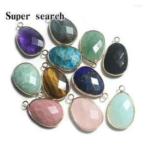 Colliers pendants Classic Natural Gemstone Labradorite Labradorite Amethyst Rose Quartz Guérison Collier Coup Coupe Coup To Lady Femmes