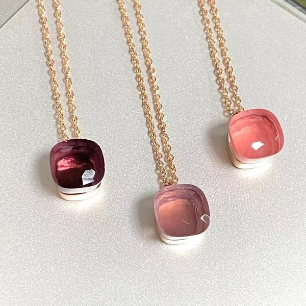 Collares colgantes Collar clásico para mujeres Rosa Azul Caramelo Cristal Topacio Turquesa Rosa Chapado en oro Regalo de joyería