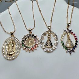 Pendentif Colliers Classique Religieux Guadalupe Vierge Collier Femmes Bijoux Haute Qualité Métal Cristal Zircon Clavicule Cou Pour Femme