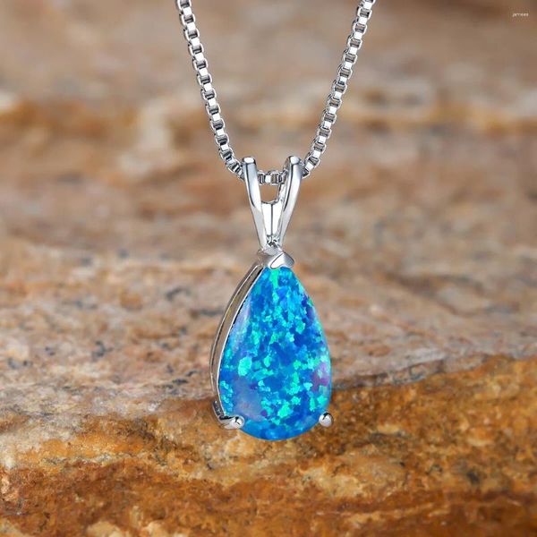 Colliers pendants Collier d'opale en larme classique pour femmes bijoux nobles bijoux de Noël