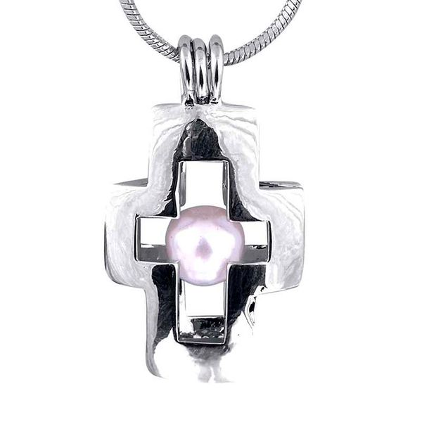 Pendentif Colliers Classique Croix Épaisse Collier Strass Cage Argent Plaqué Bijoux PP13Pendant