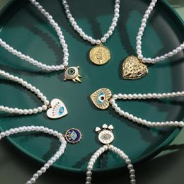 Colliers pendants Classic turcs turcs bleus Blue pour femmes Imitation Imitation Perle Collier Adjustable Lobster fermoir