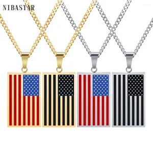 Hanger kettingen klassieke Amerikaanse vlag Pendanten ketting voor vrouwen mannen 4 kleuren roestvrij staal hiphop mode street sieraden 2024