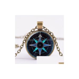 Pendentif Colliers Classique Vegvisir Boussole Collier Vintage Punk Verre Cabochon À La Main Pour Hommes Femmes En Gros Drop Delivery Bijoux Dhye2