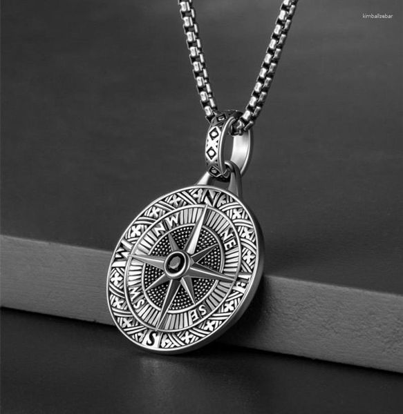 Pendentif Colliers Classique Vintage Octogonale Boussole Pointeur Hommes Femmes Charme Punk Disque Chanceux Collier Bijoux Cadeau