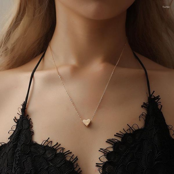 Pendentif Colliers Clavicule Délicat Sexy Pêche Coeur Collier Femme Simple Bijoux Accessoires Anniversaire Valentine Cadeau En Gros