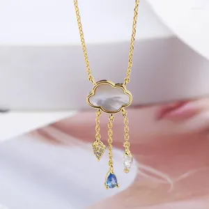 Hanger Kettingen Wolk Kwastje Ketting Ontwerp Geavanceerde Regendruppel Kristal Hals Sieraden Slot Bot Ketting Voor Vrouwen