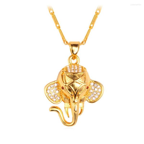 Pendentif Colliers Collare Éléphant Africain Pendentifs Or / Argent Couleur En Gros Cristal Zircone Animal Collier Femmes Hommes Bijoux P560