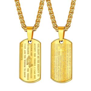 Pendentif Colliers Collare Bible Verset Hommes Bar Noir / Or Couleur Prière Mains Bijoux En Acier Inoxydable 316L Prier Pendentifs Hommes P062Pendant