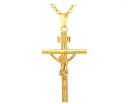 Collares colgantes colare inri cross pendentes joyas doradas de oro de oro collar de crucifijo religioso