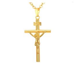 Collares colgantes colare inri cross pendentes joyas doradas de oro de oro collar de crucifijo religioso