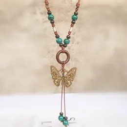 Pendentif Colliers Perles de couleur Papillons Clavicule Chaîne Tressée Corde Collier Pour Cadeau D'anniversaire
