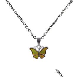 Pendentif Colliers Couleur Changeante Papillon Collier Mignon Température Sensing Femmes Bijoux De Mode Will And Sandy Drop Delivery Pendan Dhex8