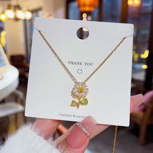 Pendentif Colliers Coloré Plante Soleil Fleur Zircon Amour Coeur Fête Des Mères Cadeau Collier Femme Fille Mariage Bénédiction Bijoux