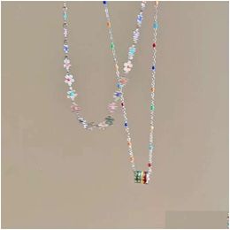 Colliers de pendentif Collier de fleur perle color pour femmes Style d'été avec une chaîne de collier de chaîne de bijoux pendentifs dh7sa