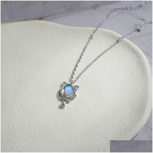 Colliers de pendentif Colorf Moonlight Stone Bow Collier New Trendy Drop Livrot Bijoux Pendants Dhmjf