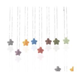 Pendentif Colliers Colorf Pentagramme Pierre De Lave Collier De Perles Diy Aromathérapie Diffuseur D'huile Essentielle Pour Les Femmes Bijoux Drop Delivery P Dhcs5