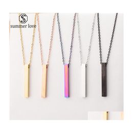 Pendentif Colliers Colorf Rec Collier Pour Femmes Hommes À La Mode Simple En Acier Inoxydable Chaîne Bijoux Cadeau Wholesalez Drop Delivery Pendentif Dhfzp