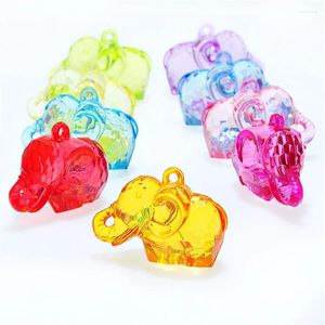 Collares colgantes Colorido 3D Animal Elefante Collar grueso Accesorios de adorno Encantos de plástico Peajes 44 32 23 mm 38 piezas