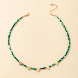 Colliers pendentif collier de perles colorées pour femmes Boho queue de poisson coeur alliage chaîne en métal tour de cou bijoux de fête collier en gros