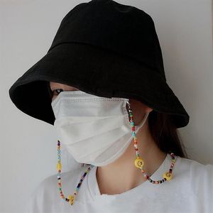 Hanger Kettingen Kleurrijke Kralen Cartoon Glimlach Masker Ketting Voor Vrouwen Meisje Multifunctionele Anti-verloren Riem Lanyard Houder Jew287k