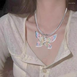 Collares colgantes colorido dopamina mariposa aceite gota collar para mujeres lindo insecto moda fiesta joyería accesorios