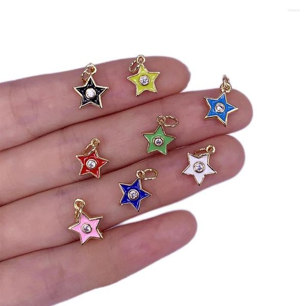 Collares colgantes Esmalte colorido Simple Mini Star Charms CZ Collar chapado en cobre Pendientes para mujeres Hombres Accesorios de joyería de moda