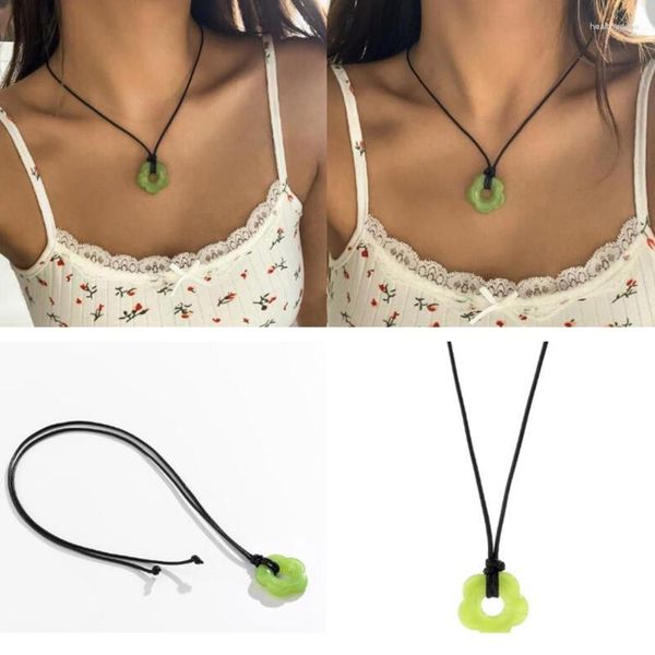 Collares colgantes, collar de flores coloridas para mujer, regalo de novia, Gargantilla de flor de ciruelo de resina Harajuku, joyería de aniversario Y2K, tendencia 2023