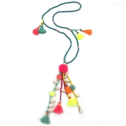 Pendentif Colliers Pompons Colorés Perlé Gland Pendentifs Collier Boho Bohemiam Longue Déclaration À Franges Pour Les Femmes D'été