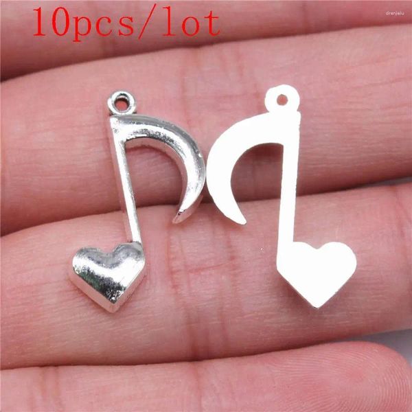 Componentes de collares pendientes Accesorios al por mayor para joyería Encantos de notas musicales de corazón