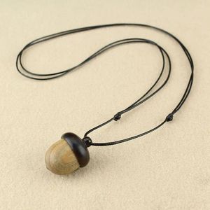 Hangende kettingen kegel eikels touwketen Chinese stijl sieraden etnische vrouwelijke ketting ebbenhout gevlochten gawu box lang