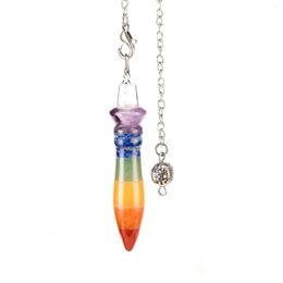 Pendentif Colliers Pendule Conique Pierre Naturelle Pendules Cônes Chaîne De Couleur Argent Pendentifs En Cristal Pour Radiesthésie Reiki Spirituel Bijoux