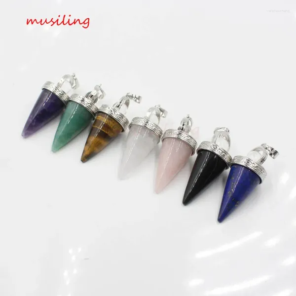 Colliers pendants Pendule Conical Amethystes de pierre naturelle Pendants Crystal Pendants Reiki Charmes Silver plaquées Bijoux de mode en gros