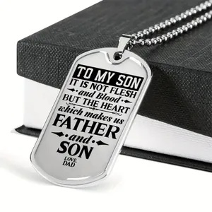 Colliers pendants Cool Dog Tag Collier en acier inoxydable Anniversaire Graduation Party Birthday Gift de papa à fils