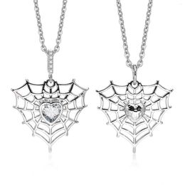 Hanger kettingen cool mode spider web charme paar voor vrouwen mannen hart liefde belofte bruiloft jubileum cadeaus sieraden