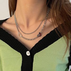 Hanger kettingen koel meisje mooie roestvrijstalen ketting gesneden hart kristallen rand sleutelbeen trui ketting kunstaccessoires voor vrouwen