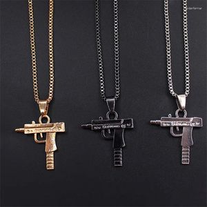 Hanger Kettingen Cool Gothic Hip Hop UZI Kolye GUN Vorm Ketting Goud/Zwart Kleur Leger Stijl Mannelijke Ketting Mannen sieraden