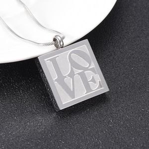 Pendentif Colliers Cool Hommes Collier Carré En Forme D'amour Ne Se Fanent Jamais En Acier Inoxydable Crémation Urne Bijoux Pour Cendres Humaines / Animaux