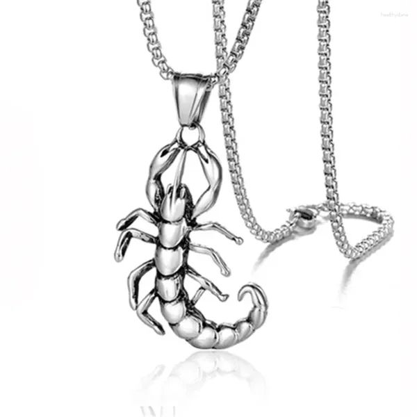 Pendentif Colliers Cool Punk Scorpion Scorpion Mâle Argent Couleur Collier En Acier Inoxydable Pour Hommes/Femmes Bijoux De Mode 2023