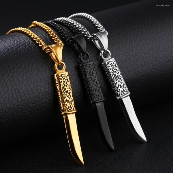 Collares pendientes Cool Supernatural Sword Dagger Knife Collar para hombres Acero inoxidable Male Bike Punk Jewelry Gift