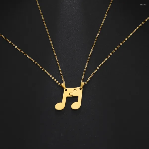 Colliers pendants CoolTime Music Note Collier Collier en acier inoxydable Chaîne de puzzle Femmes 2023 En cadeau d'anniversaire de bijoux