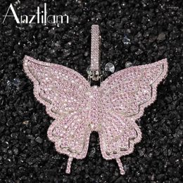 Colliers pendants Copper Bling Iced Out CZ Collier Butterfly For Women Men Rapper Choker Jewelry Giftpendant