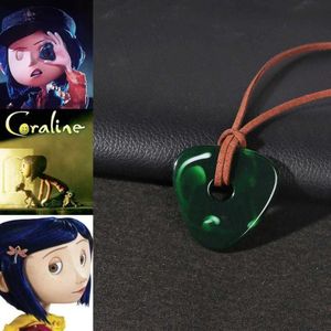 Collares colgantes Coraline viendo collar de piedra cadena de cuerda hecha a mano piedra de aspecto verde esqueleto llave colgante collar libélula joyería de horquilla L240104