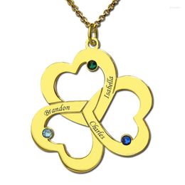 Pendentif Colliers Costume Colar Couleur Or Nom Bibelot Femme Collier Fleur Naissance Pierre Chaîne Triple Amour Coeur Pendentifs Suspensions